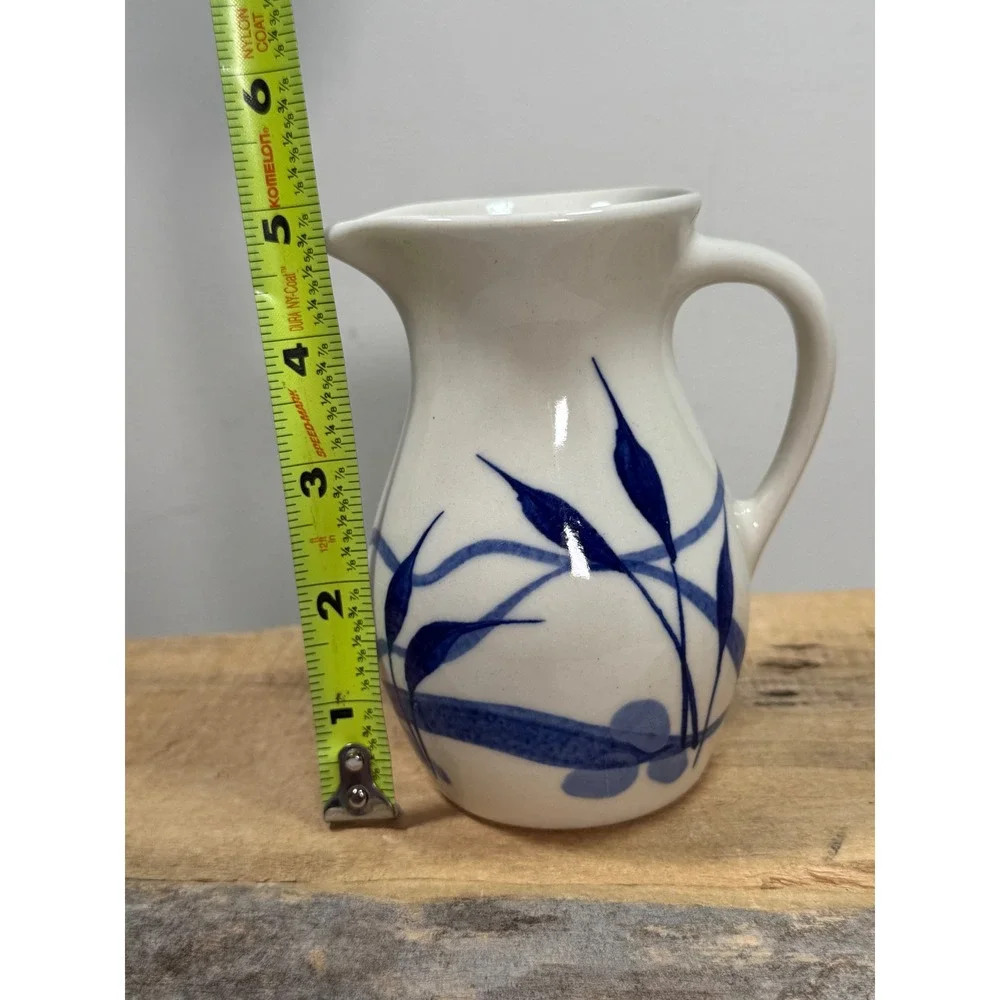 Emerson Creek Pottery Blue Botanical Stoneware Pitcher Bedford Virginia‎ 5